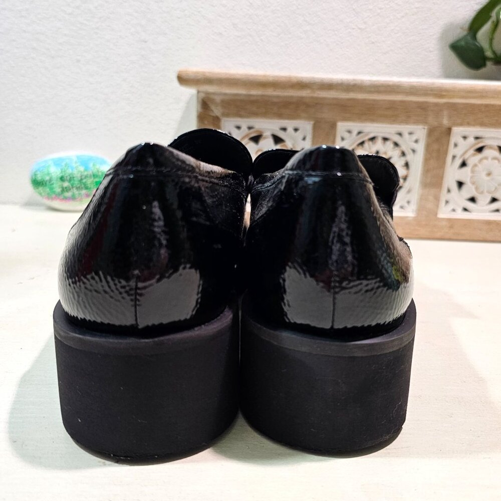 FRANCO SARTO Womens Sz 10M Bergamot Black Patent Lug Sole Platform Loafer Shoes - Picture 5 of 12